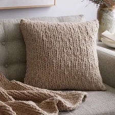 Quince Chunky Hand Knit Wool Pillow Cover Neutral NEW!  20”X20”