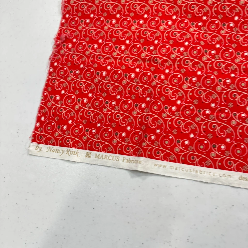 marcus brothers quilting fabric red floral cotton 27x43 5030 - Image 4 of 4