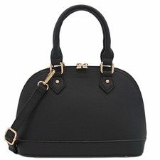 Zip-Around Saffiano Classic Dome Satchel Black