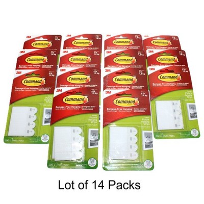 Lot of 14 Command Strips Small Picture Hanging Strips Holds 4 Lbs 17202ES