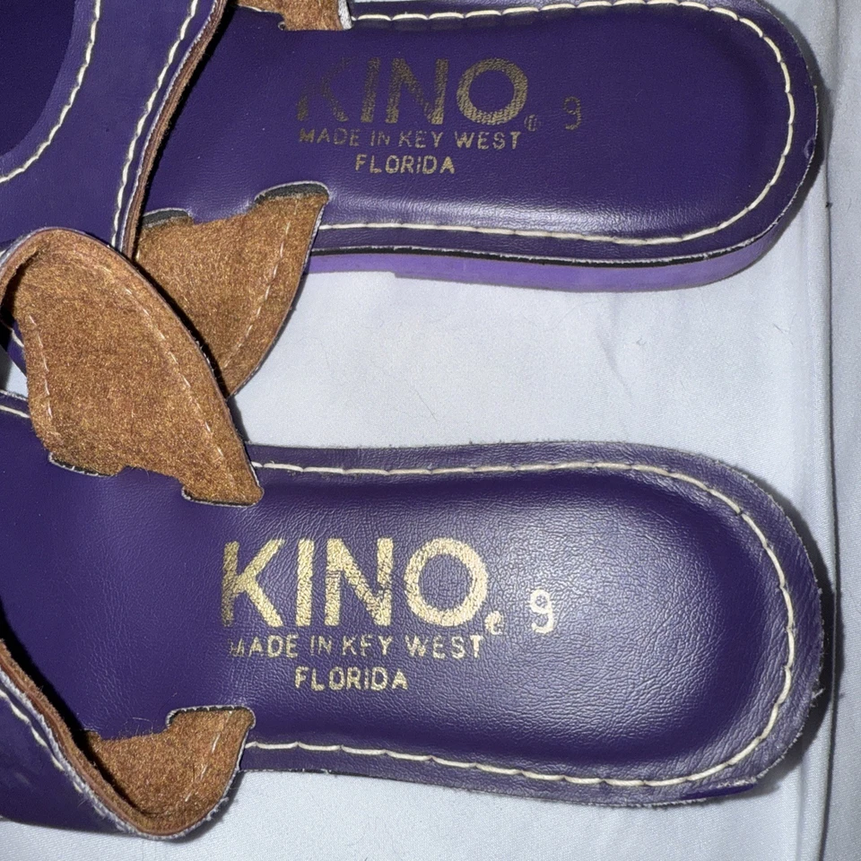 Sandalias chanclas de cuero para mujer Kino Key West Florida púrpura talla 9 Foto 4 de 4
