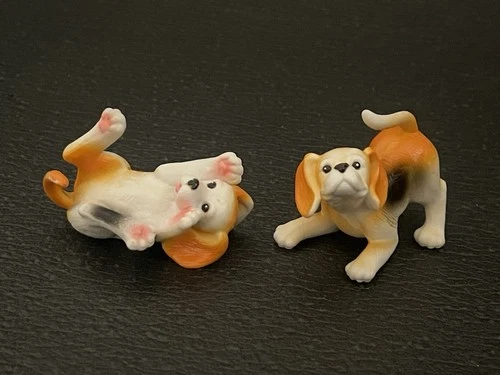 Vintage Barbie Playful Puppy Beagle Dogs Wee 3 Friends Orange & White Pet Figure