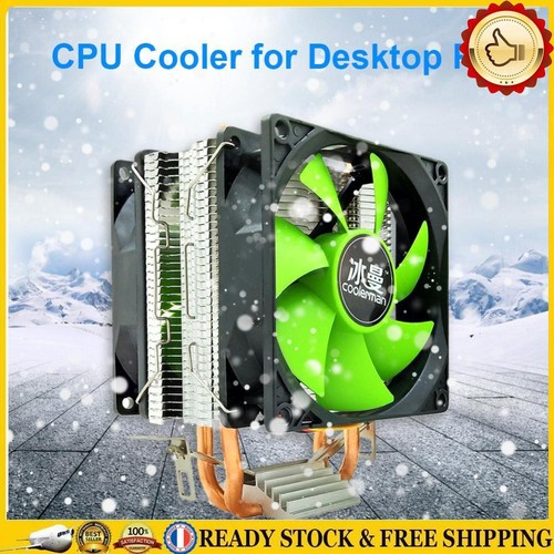MX2 CPU Cooler Fan 2 Heat Pipes 3-Pin PWM Radiator (Dual Fan) ~Hot