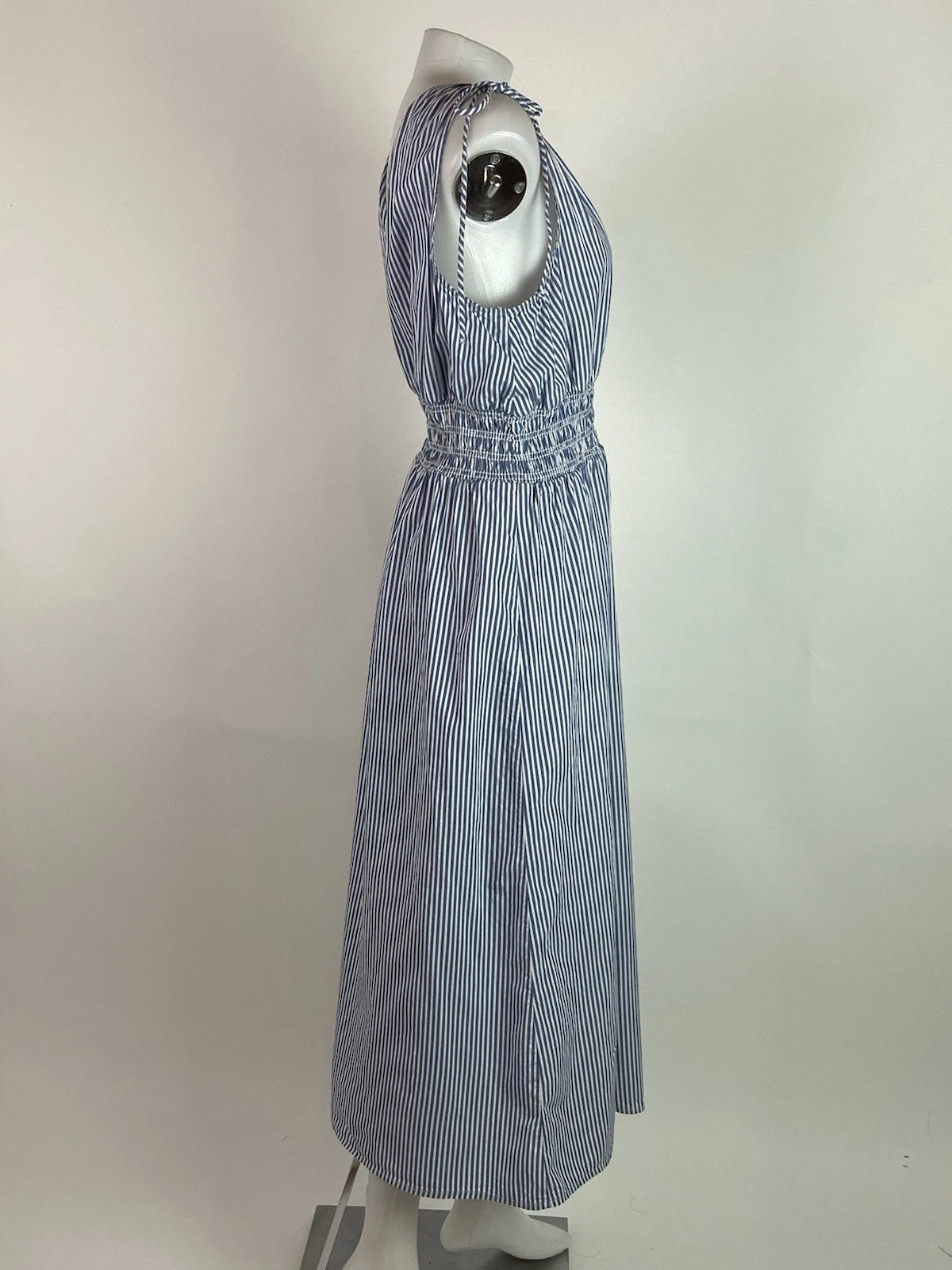 VETEMENTS Maxi abito blu a righe Oldy Navyia taglia XLargeta spalla crav vita fumène