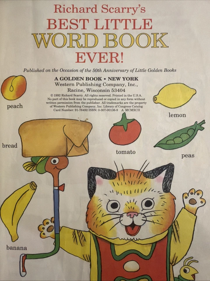 Vintage A Little Golden Book Richard Scarry’s Best Little Word Book Ever! #5484 - Image 4 of 4