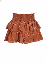 Cat Jack Rust Orange Floral Smocked, Tiered Mini Skirt Girls Size 10