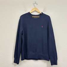 POLO RALPH LAUREN Sweatshirt Men L Navy Blue Crewneck Pullover Preppy Minimalist