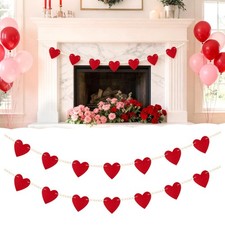 Heart Garland Valentines Day Decorations - 2PCS-8.2ft-Valentine's Day, Red