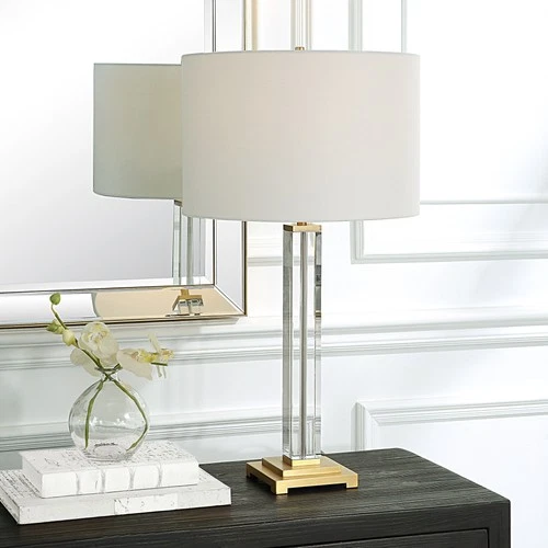 Uttermost Crystal Column Table Lamp - 28"H, Shade 10"H x 15"Dia - Picture 2 of 6