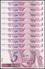Brazil 5 Reais, 1997-2011 ND, P-244Ak, UNC X 10 PCS