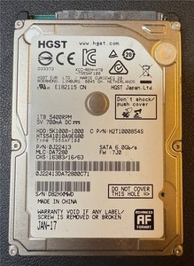 HGST, 1TB, 5K1000-1000, HTS541010A9E680, S/N: D82HXMWD, SATA HDD