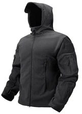  Mens Fleece Jacket Full Zip Tactical Hoodies Winter Coats Large Black