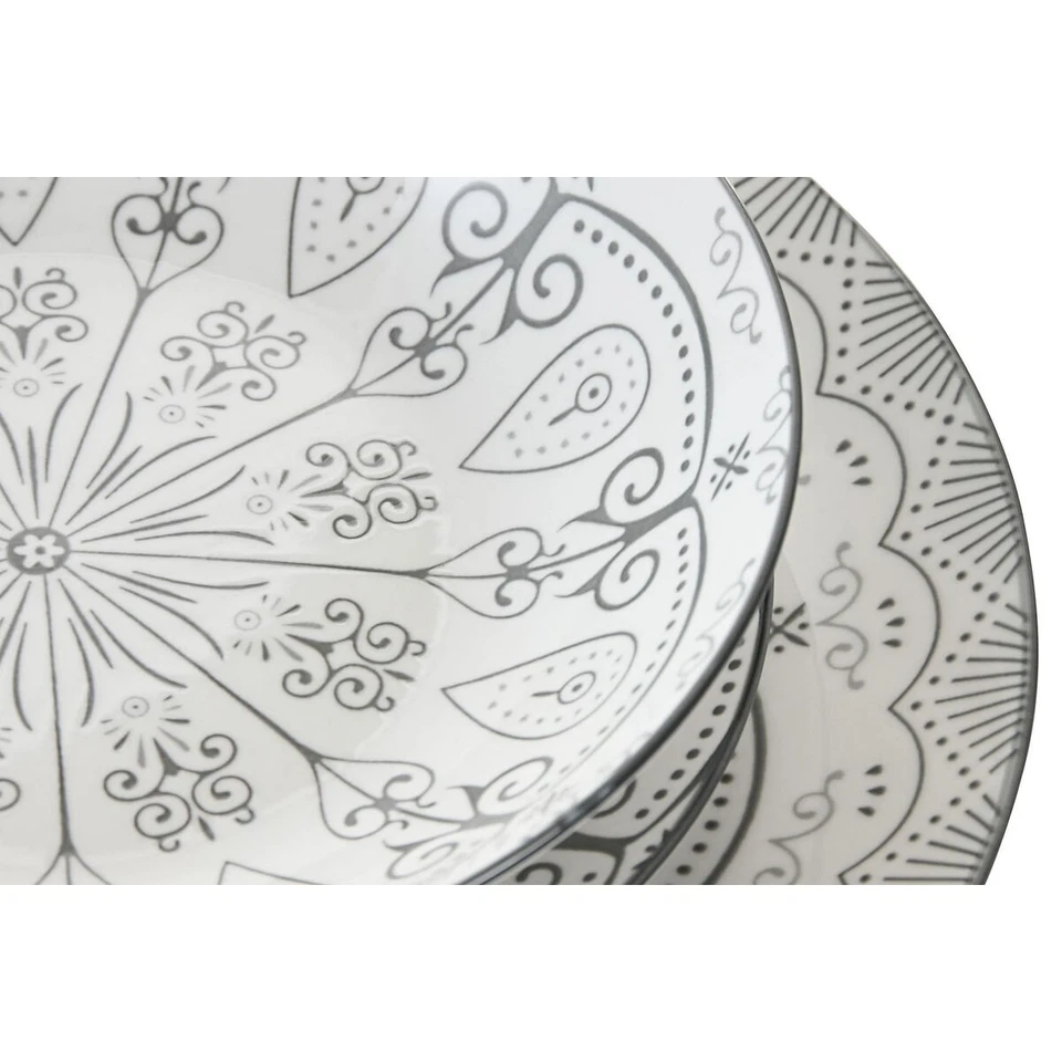 Assiettes Home ESPRIT Gris clair Porcelaine Scandi 18 Pièces - Photo 3/4