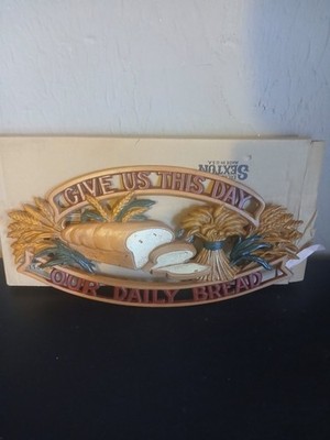 Vtg Sexton Metal Cutout Wall Hanging Give Us This Day Our Daily Bread Religious