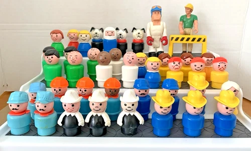 Vintage Fisher Price Little People Lot Figures/Vehicles/Misc. 95 pcs.