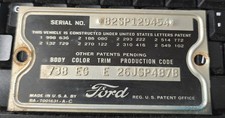 1952 Ford Data Plate