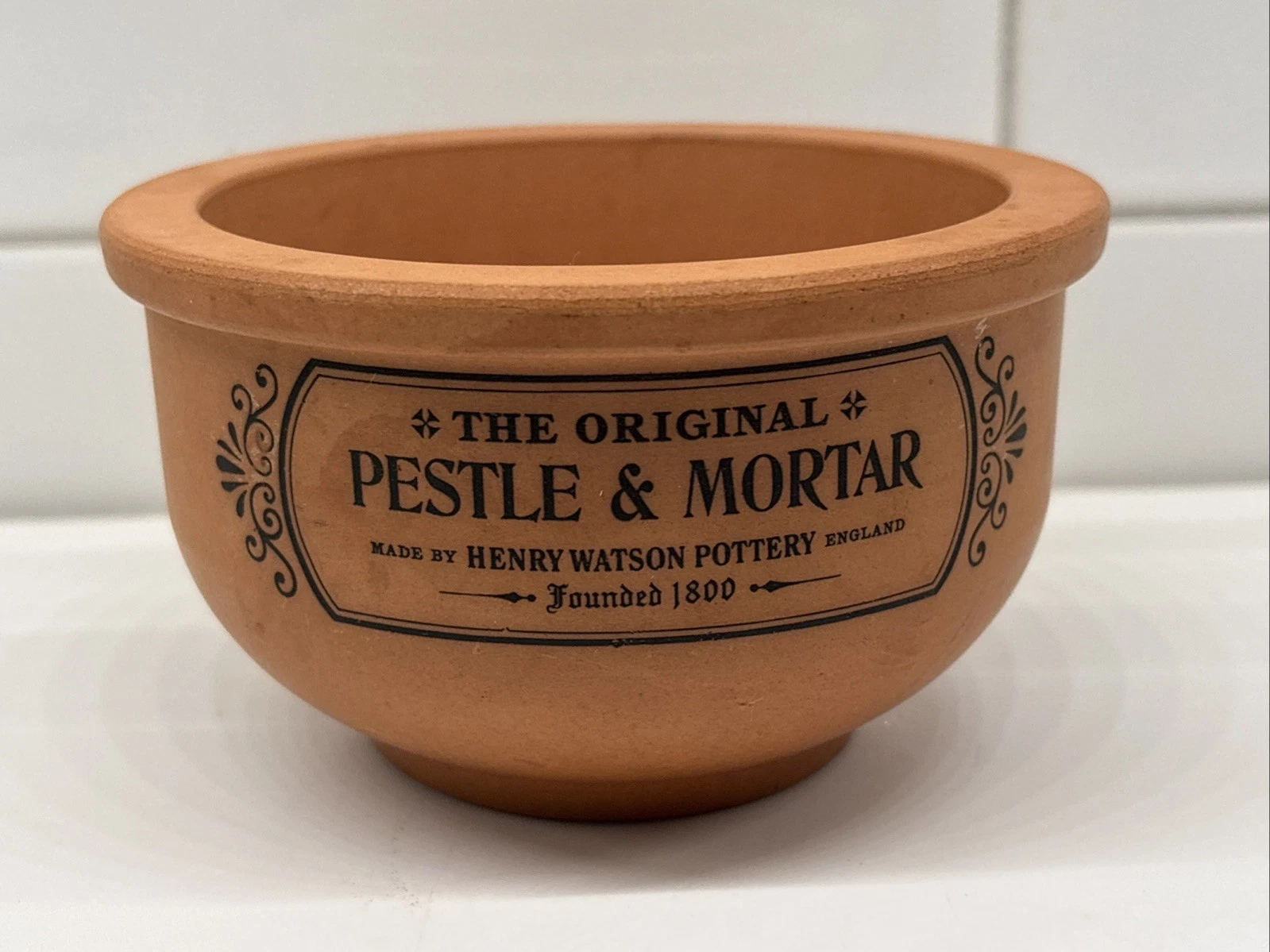 Vintage 1980s Henry Watson Pottery England Terracotta Pestle & Mortar Original