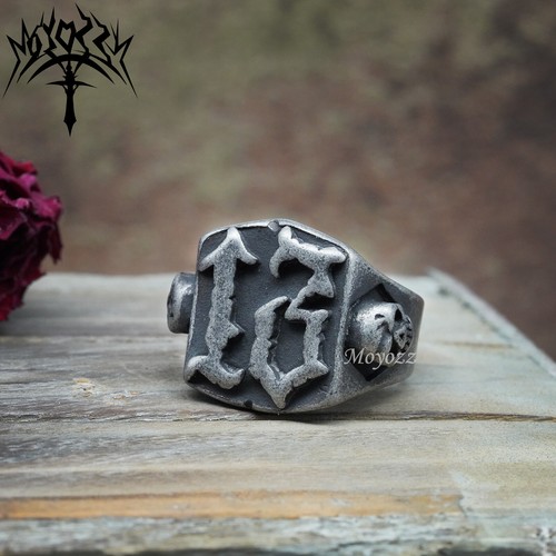 Vintage Mens Biker Skull Number 13 Ring For Men Stainless Steel Size Gift 7-15 - Picture 5 of 10