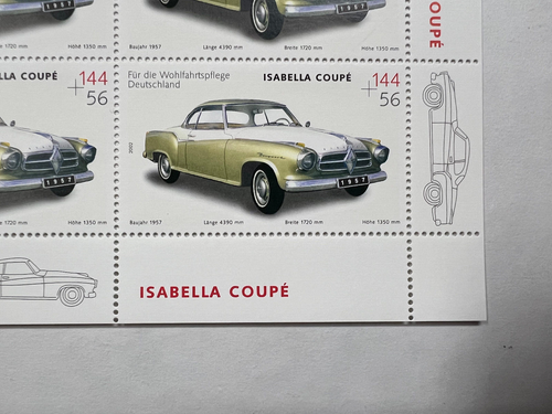 BUND BRD Auswahl Kleinbogen Zehnerbogen 2293**/°  Auto Isabella Coupe Oldtimer - Bild 3 von 7