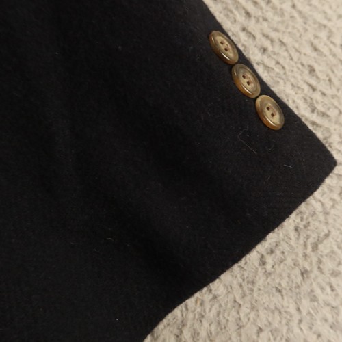VTG Flannel Jacket M Blue Herringbone Wool Cashmere Woolen Patch Pockets 40R - Picture 6 of 17