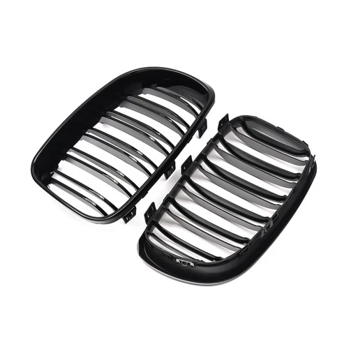 For BMW E81 E82 E87 E88 2008-11 Matte/Gloss Black Dual Slat Front Bumper Grille - Picture 14 of 18