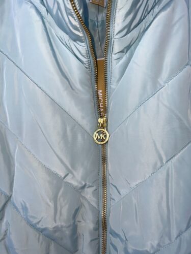 Michael Kors Full Zip Chevron Weste Damen S L XL Vista Blau Gold Neu mit Etikett - Bild 3 von 4
