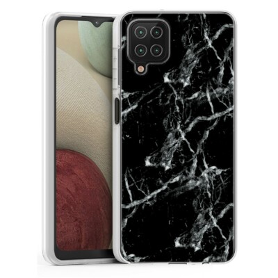 (Black Marble)ShockProof TPU phone case cover(Clear)for Samsung Galaxy A12 