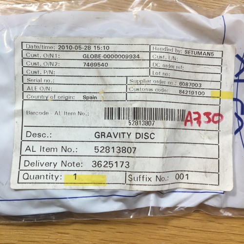 Alfa Laval gravity disc 52813807, 63mm, NEW, Genuine, Bagged - Picture 3 of 6