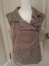 Dylan - Women's Vest Jacket Sleeveless Khaki Tan - Size Medium