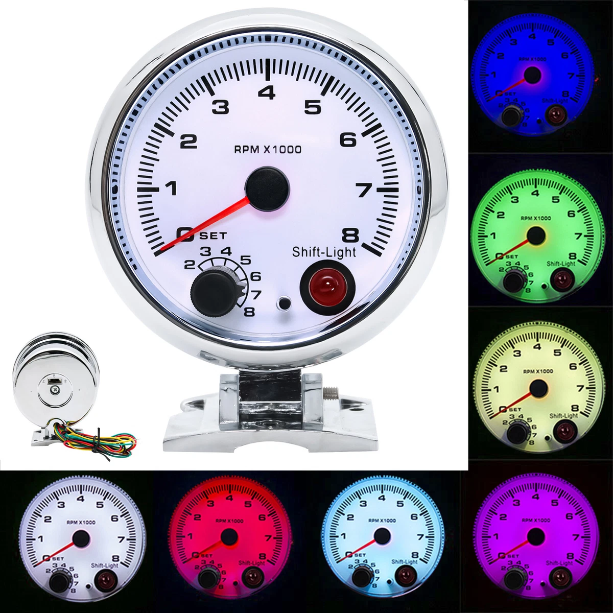 0-8000RPM Tachometer 52MM Tacho Gauge fit 4/6/8 Cylinder Gasoline Racing  Car with Blue LED Backlight Tacho Meter 12V tacometro