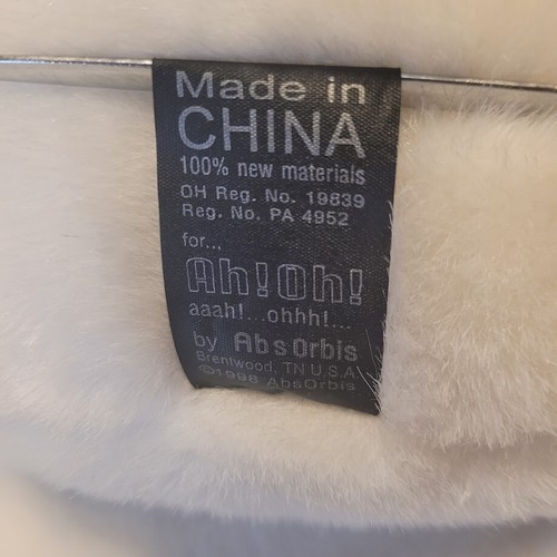 Vintage 1998 Abs Orbis Ah Oh White Plush Teddy Bear Zipper 18" - Picture 6 of 12