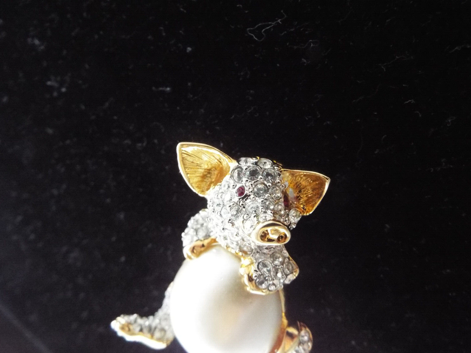 Vintage Signed Kenneth Jay Lane Rhinestone Pig Br… - image 6