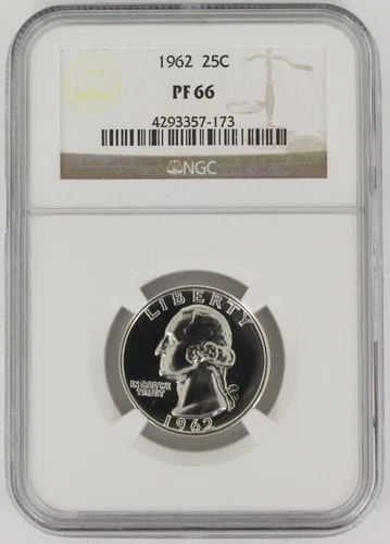 1962 Proof Washington Silver Quarter 25C NGC PF66