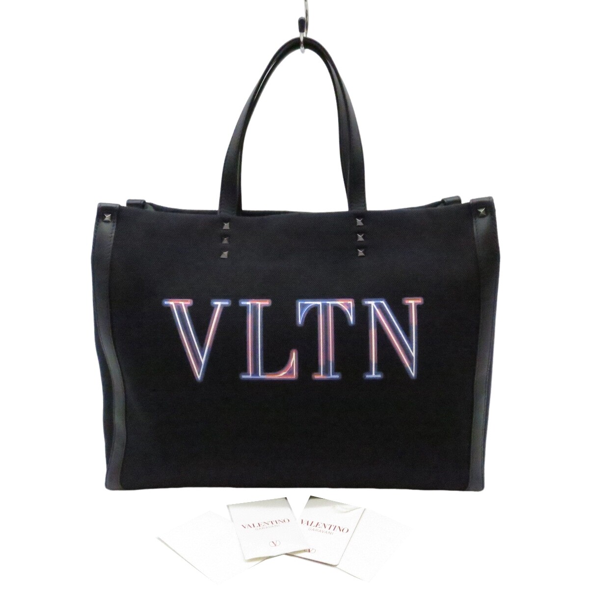 Authentic VALENTINO GARAVANI Neon Logo Tote Bag 91876 Black Authentic VALENTINO GARAVANI Neon Logo Tote Bag 91876 Black