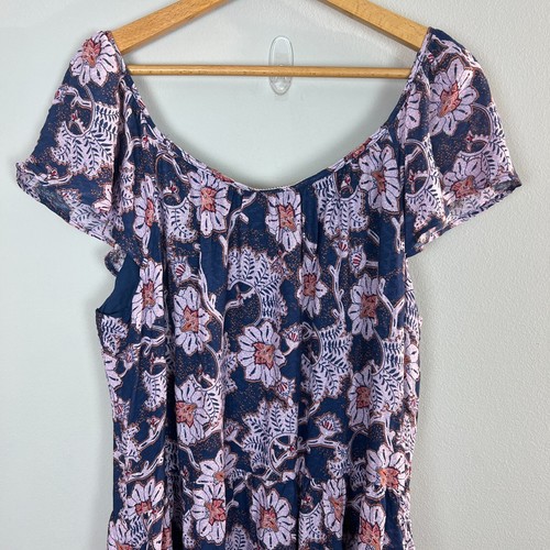 Knox Rose Maxi Dress XXL Boho Floral Ruffle Sleeveless Pockets Navy Summer New - Imagen 6 de 11