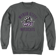 Weber State University Adult Crewneck Sweatshirt Wildcats Logo, Charcoal, S-3XL