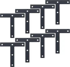T Flat BracketsCorner Bracket Black Corner Brace Mending Plate Repair 120mmX1...