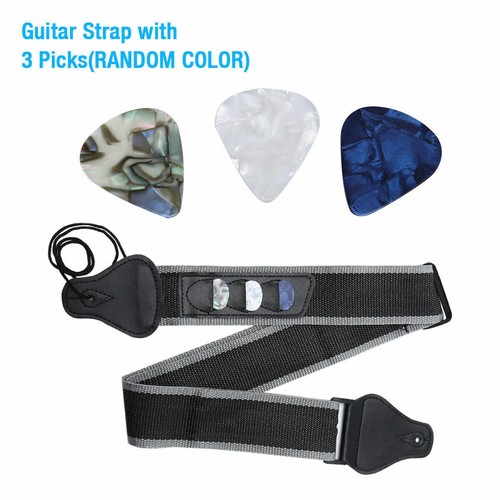Plektrumhalter aus Nylon mit Gitarrengurt und 3 Plektren für E-Akustikgitarre - Picture 4 of 10