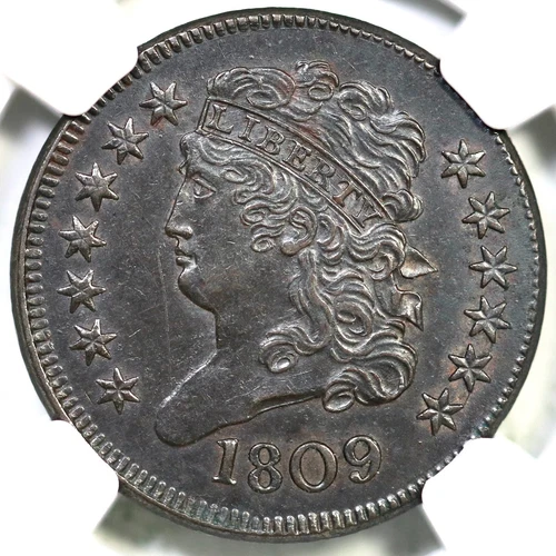 1809 C-2 R-3 NGC AU Details Classic Head Half Cent Coin 1/2c
