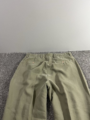 Bugatchi UOMO Pants Size 36x30 Green Tencel Blend Pleated Cuffed - Picture 9 of 10