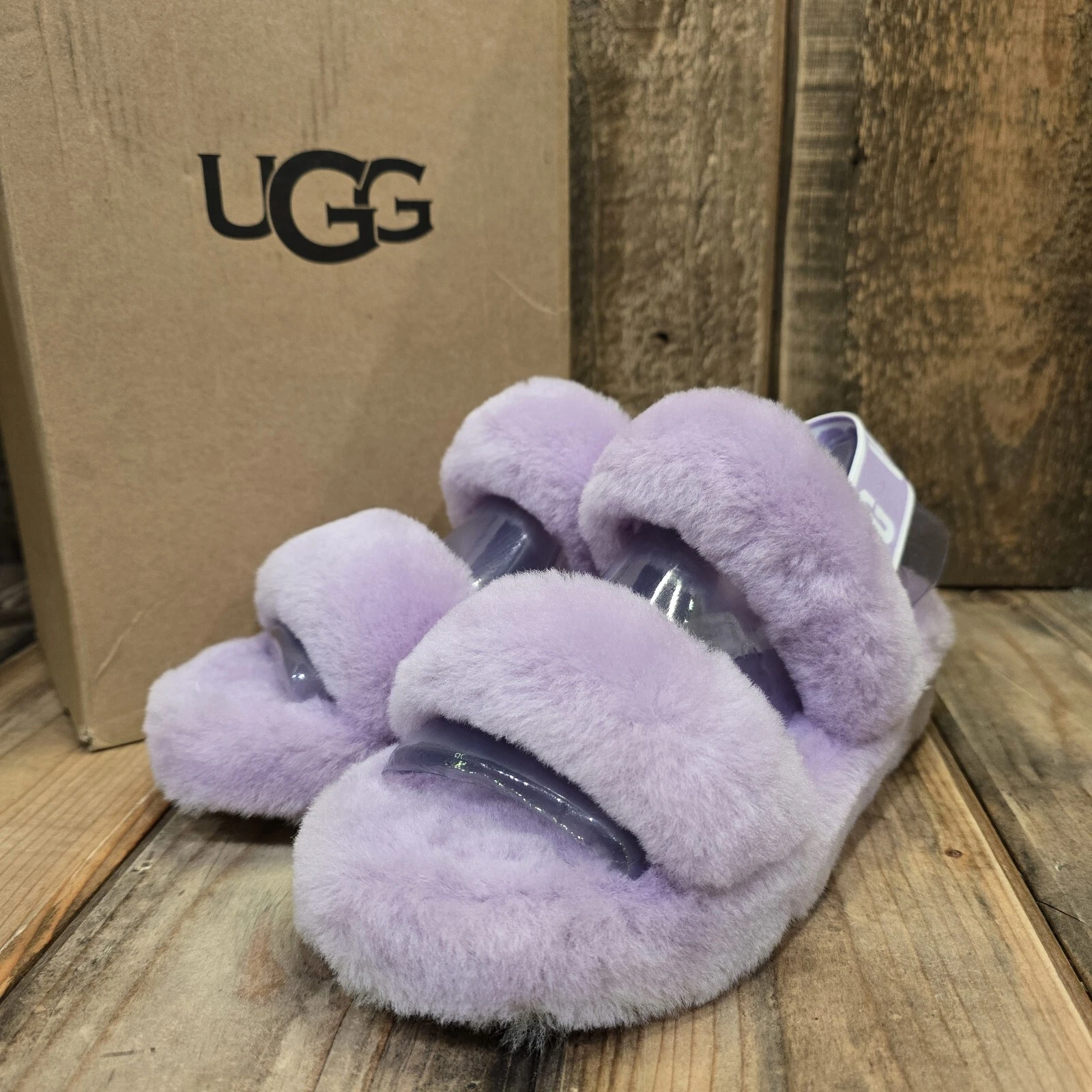 UGG OH YEAH SLIPPER SANDAL WOMENS US 6 LAVENDER BLOOM EUR 37