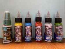 5 Pc Wormhole Tattoo Ink Orange Green Yellow White Blue 1 Oz Each Sealed +