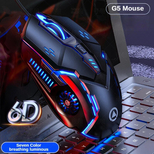 Mouse Cablato G5 Retroilluminazione 6 Tasti Programmazione Macro Gaming Mouse Meccanico - Foto 1 di 16
