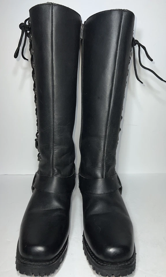 Z1R 2017 Talla 9 Motocicleta Cuero Salvaje Con Cordones Mujeres Botas de Montar Motociclista Alto Foto 2 de 4