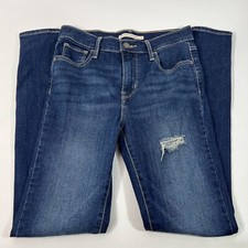 Levi's 720 High Rise Super Skinny Jeans Stretch Blue Denim Distressed Women  s 26
