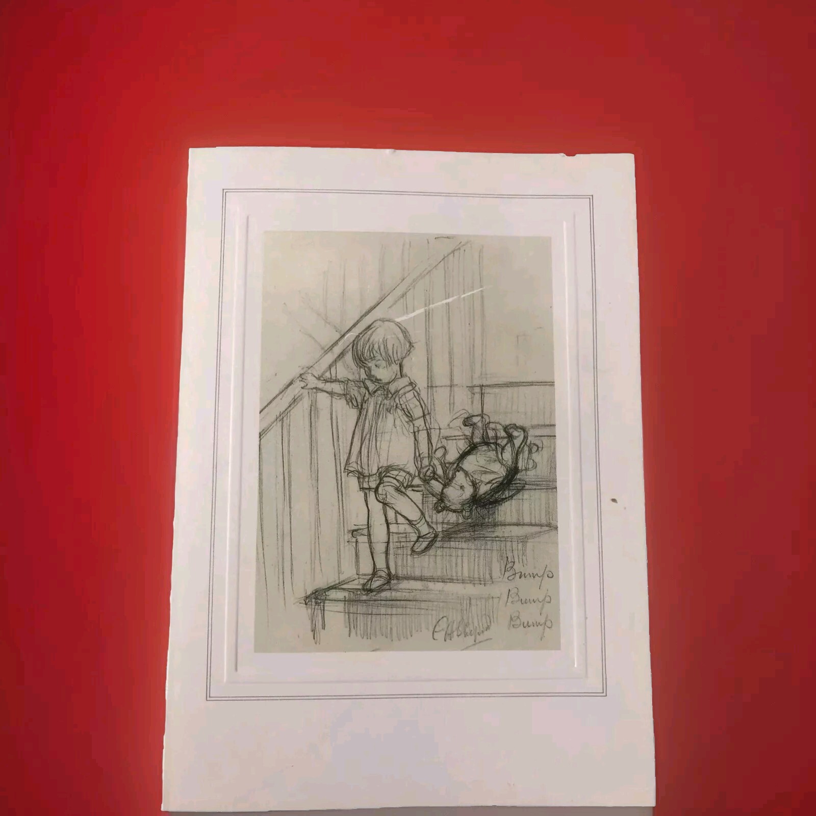 Andere Animationskunst-Merchandise: Druck "Here Is Edward Bear Coming Downstairs".