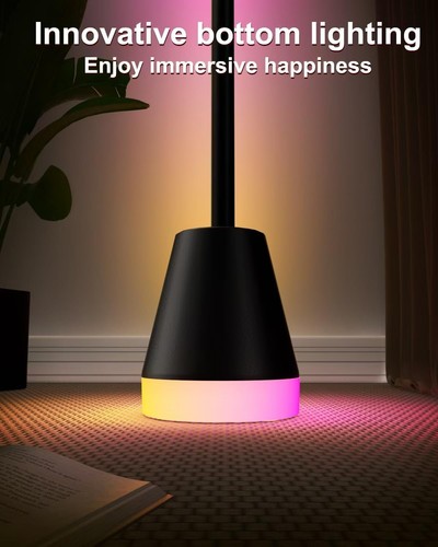 Smart RGB LED Corner Floor Lamp,Super Bright Standing Lamps for Living Black - Picture 2 of 6