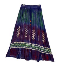 VTG Maxi Skirt Boho Hippie Flowy Summer OS One Size Dyed Embroidered