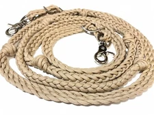 hand braided  Barrel reins with grip knots, desert sand reins western horse tack