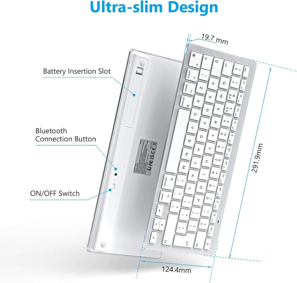 OMOTON Bluetooth Keyboard for Mac, Wireless keyboard for Apple MacBook Pro/Air, - Image 4 of 4